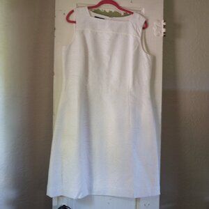 Lafayette 148 New York Straight A line Textured White Dress